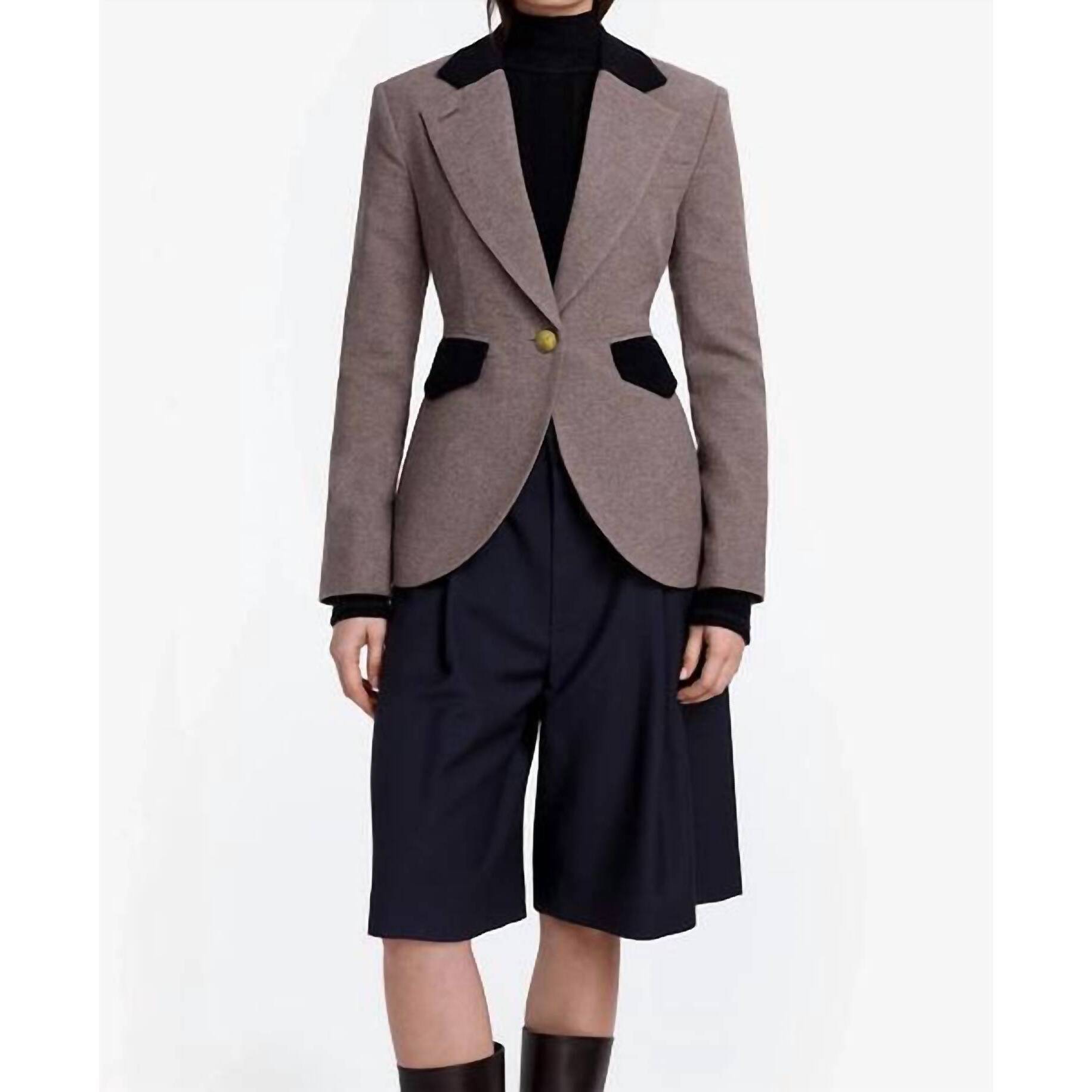 New Smythe Blocked Seamed Blazer In Greige